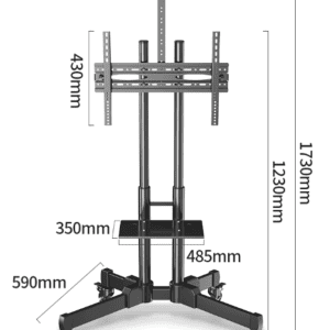 Video Conferencing Equipment Floor Stand for 32″ 65″ Screen With Camera Tray and Codec Shelf label