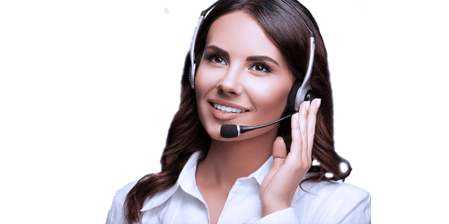 Call center woman with headphones