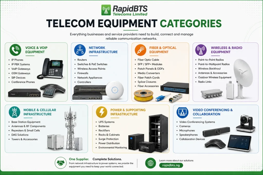 Different types of telecom equipment